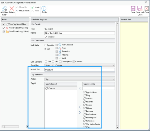 Filer Editor- Tag link rule