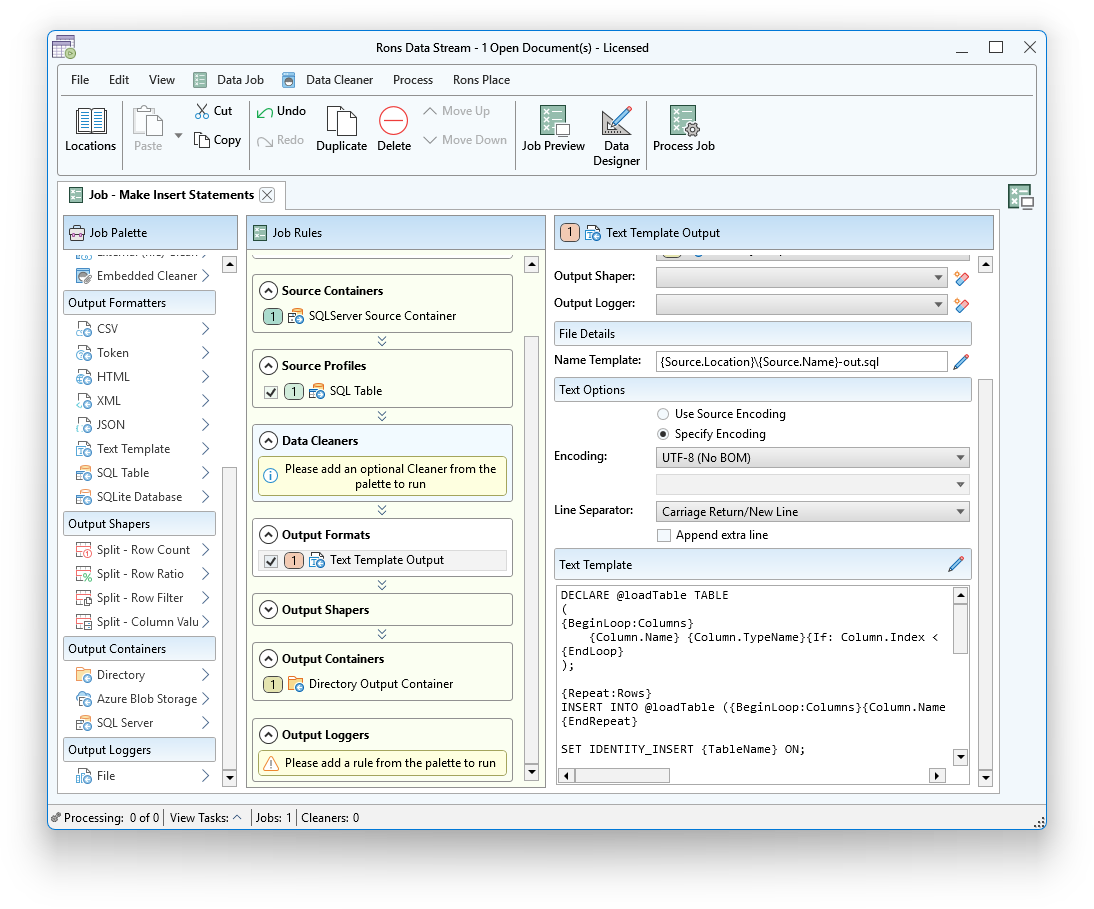 Rons Data Stream in action (light)