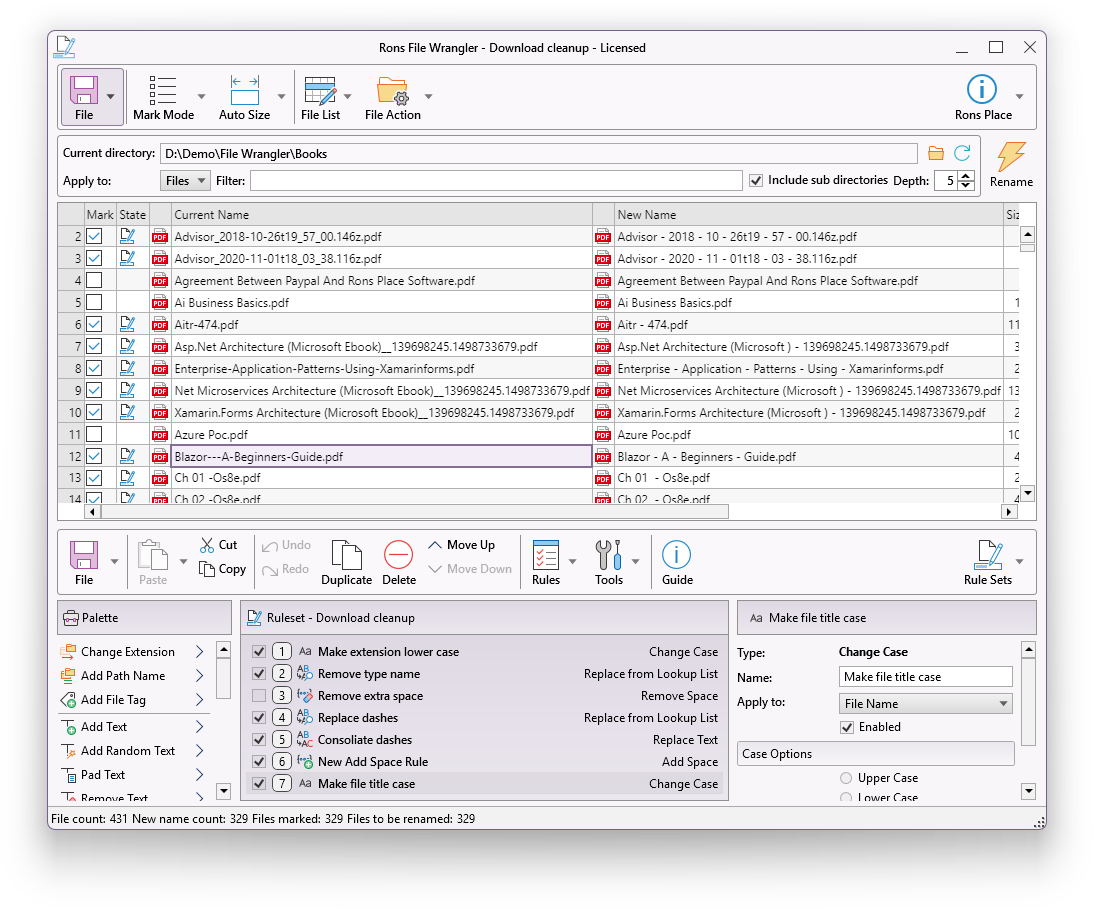 Rons File Wrangler in action (light)