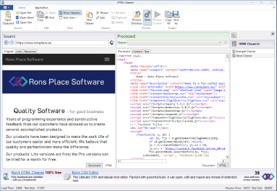 Rons HTML Cleaner in action thumbnail